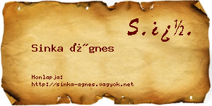 Sinka Ágnes névjegykártya